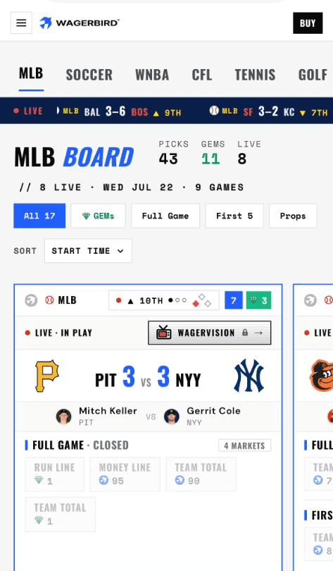Updated WagerBird Terminal on mobile