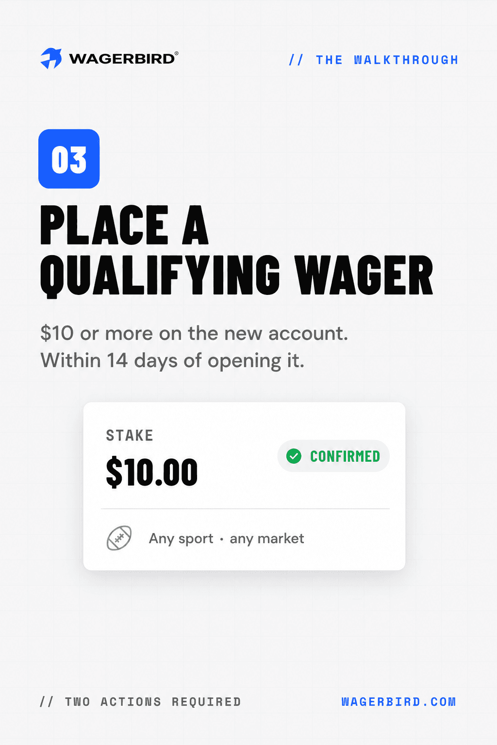 Step 02: place a qualifying wager of $10 or more